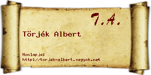 Törjék Albert névjegykártya
