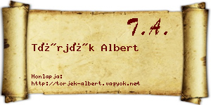 Törjék Albert névjegykártya